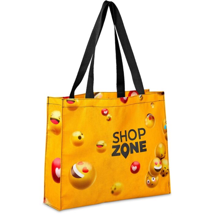 Pre-Printed Sample Hoppla Menlyn Recycled PET Stitch-Bond Shopper - Image 1