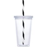 Malibu Double-Wall Plastic Tumbler & Straw - 470ml - Image 3
