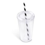 Malibu Double-Wall Plastic Tumbler & Straw - 470ml - Image 4