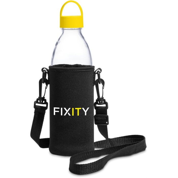 Kooshty Hands-Free Glass Water Bottle – 850ml - Yellow - Image 1