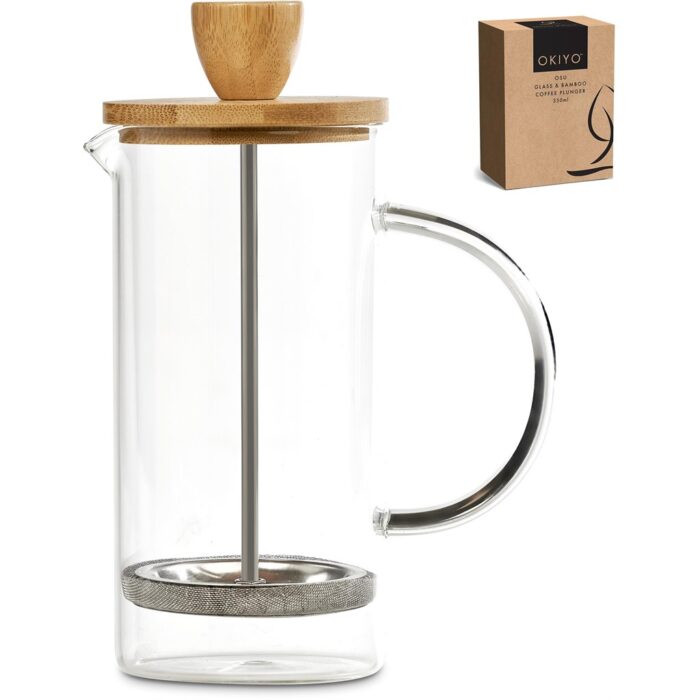Okiyo Osu Glass & Bamboo Coffee Plunger - 350ml - Image 11