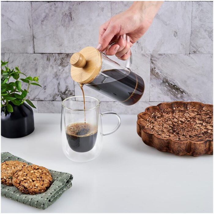 Okiyo Osu Glass & Bamboo Coffee Plunger - 350ml - Image 6