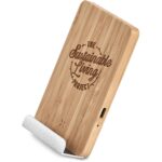 Okiyo Hakka Bamboo & Recycled Aluminium Wireless Charging Phone Stand - Image 12
