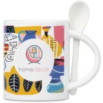 Eden Sublimation Ceramic Coffee Mug & Spoon Set - 320ml - Image 4