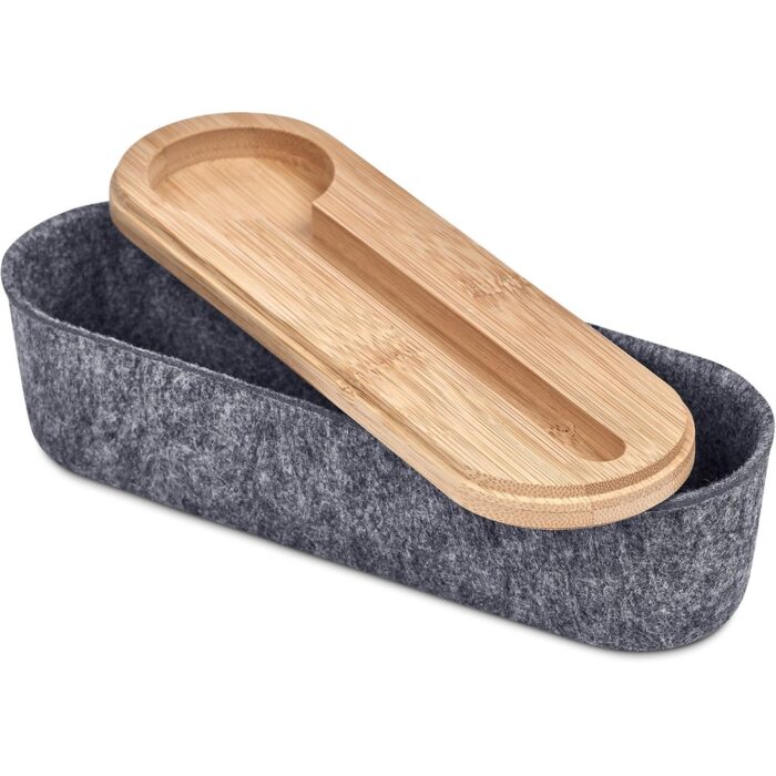 Okiyo Byoga Recycled PET Felt & Bamboo Stationery Case - Image 3