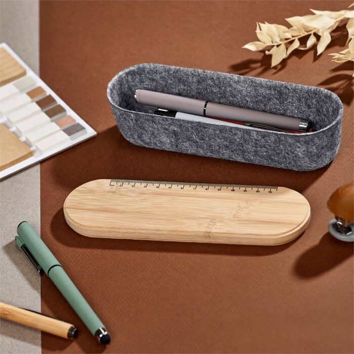 Okiyo Byoga Recycled PET Felt & Bamboo Stationery Case - Image 5