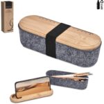 Okiyo Byoga Recycled PET Felt & Bamboo Stationery Case - Image 4